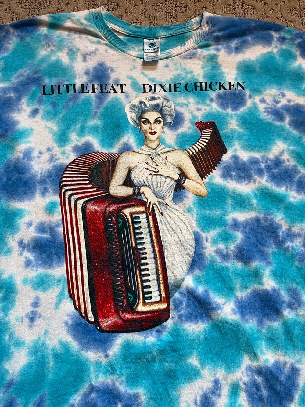 🎸 '08 Little Feat Band Dixie Chicken Album Woman Oceanic Color Tie Dye Tee